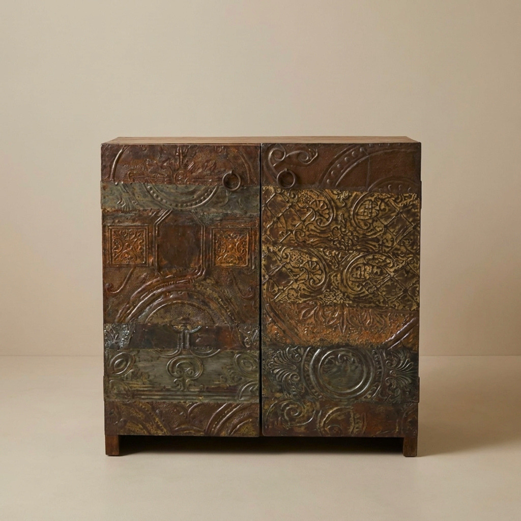 CA01 - Reclaimed Wood Antique Tile Fitted Cabinet