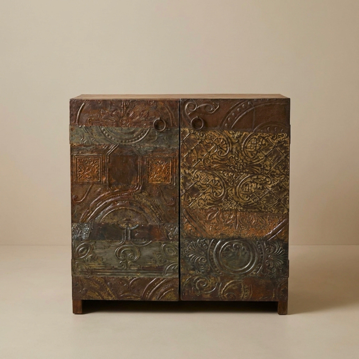 CA01 - Reclaimed Wood Antique Tile Fitted Cabinet