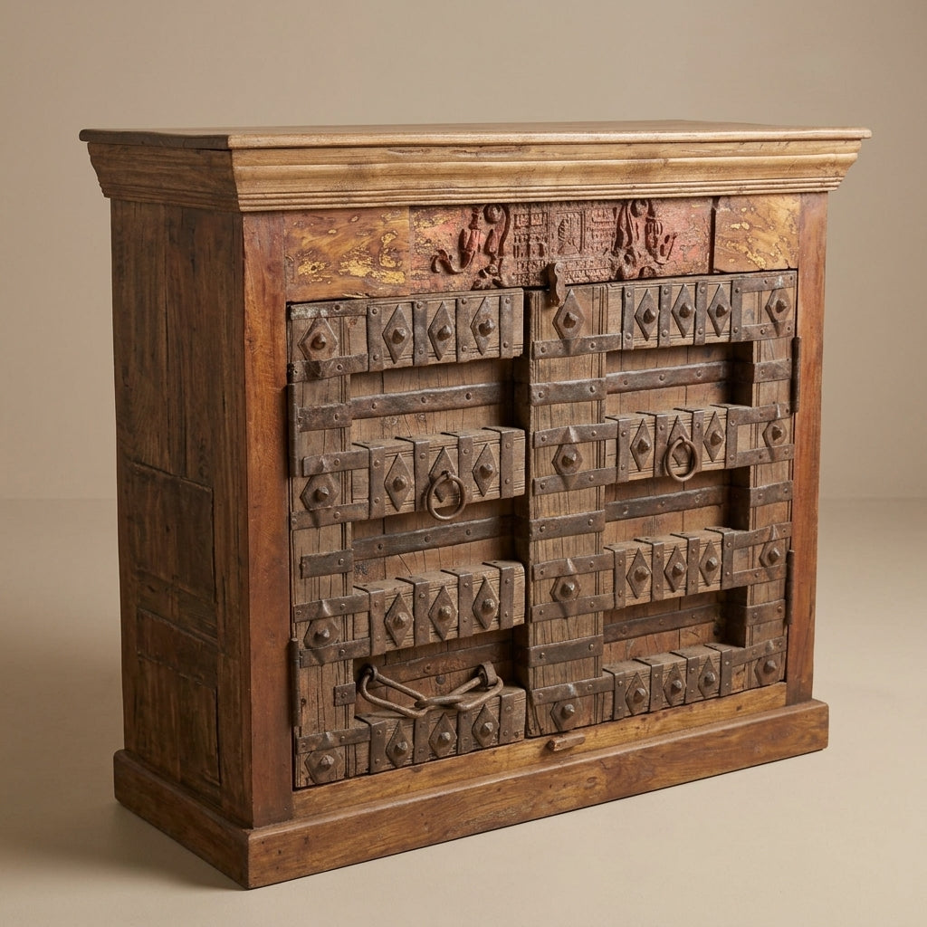 WS166 - Reclaimed Wood Antique 2-Door Cabinet