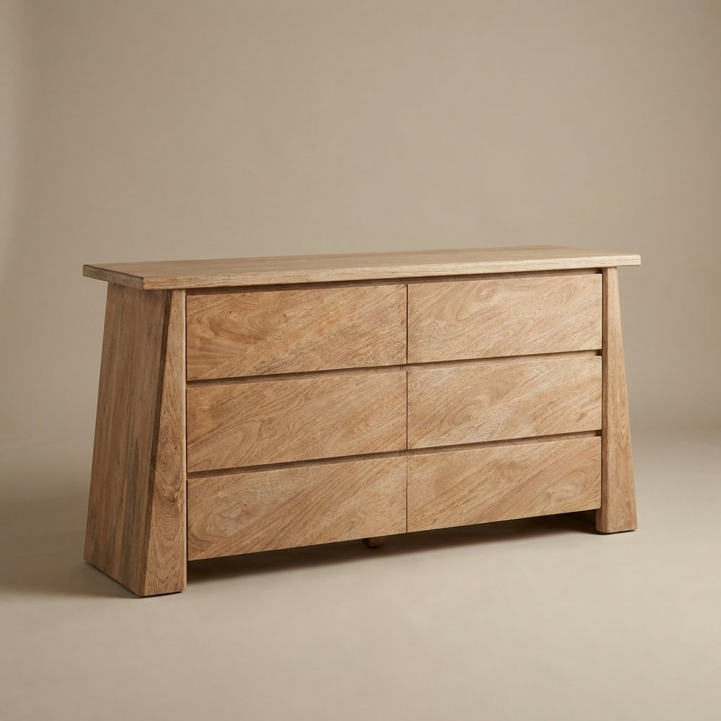 LH38 - Solid Acacia 6 Drawer Dresser