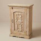 WS37 - Reclaimed White Wash Wood Carved Door Cabinet
