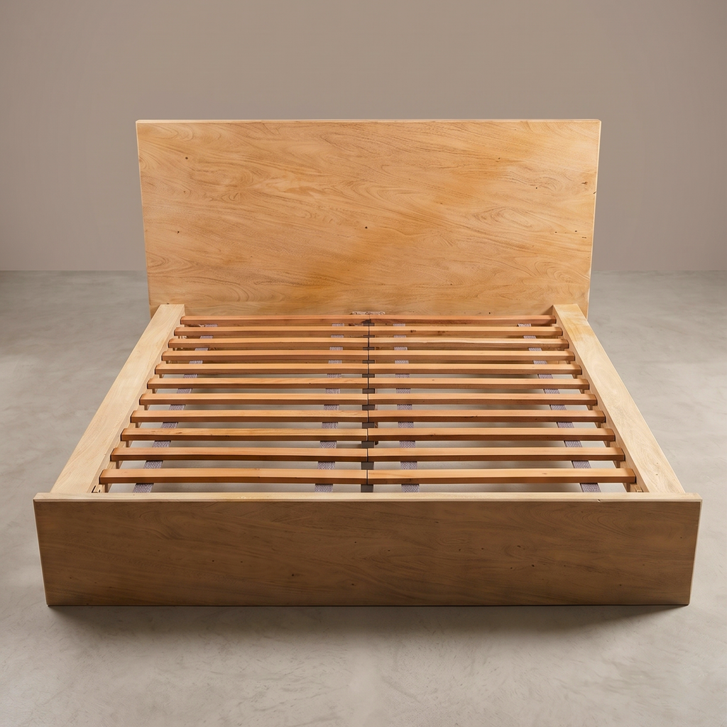 LH40 - Solid Acacia Platform King Bed with Slats