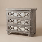LH26061 - Solid Wood White Wash 3 Mirror Fitted Drawer Dresser