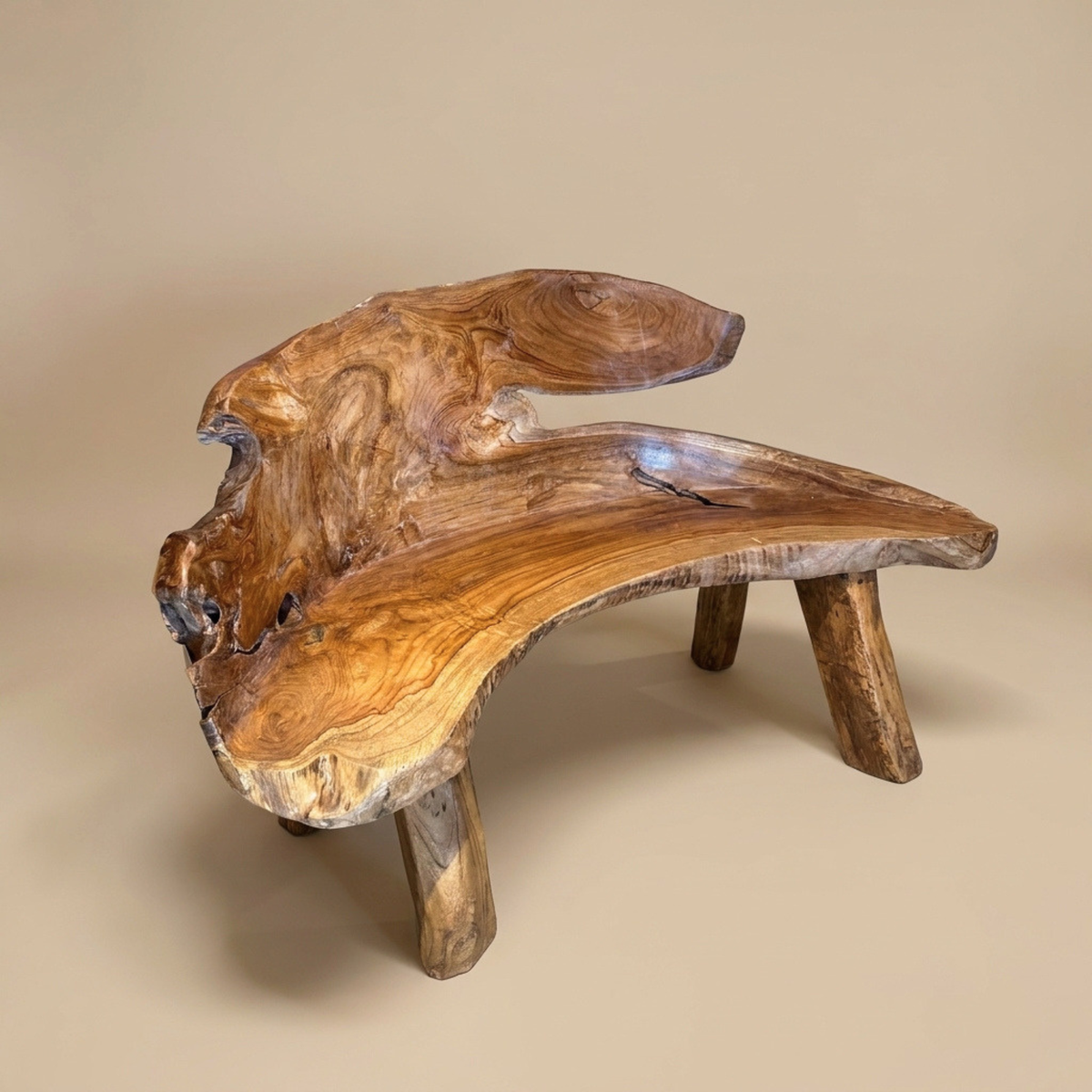 WS15 - Teak Root 3 Seats Bench
