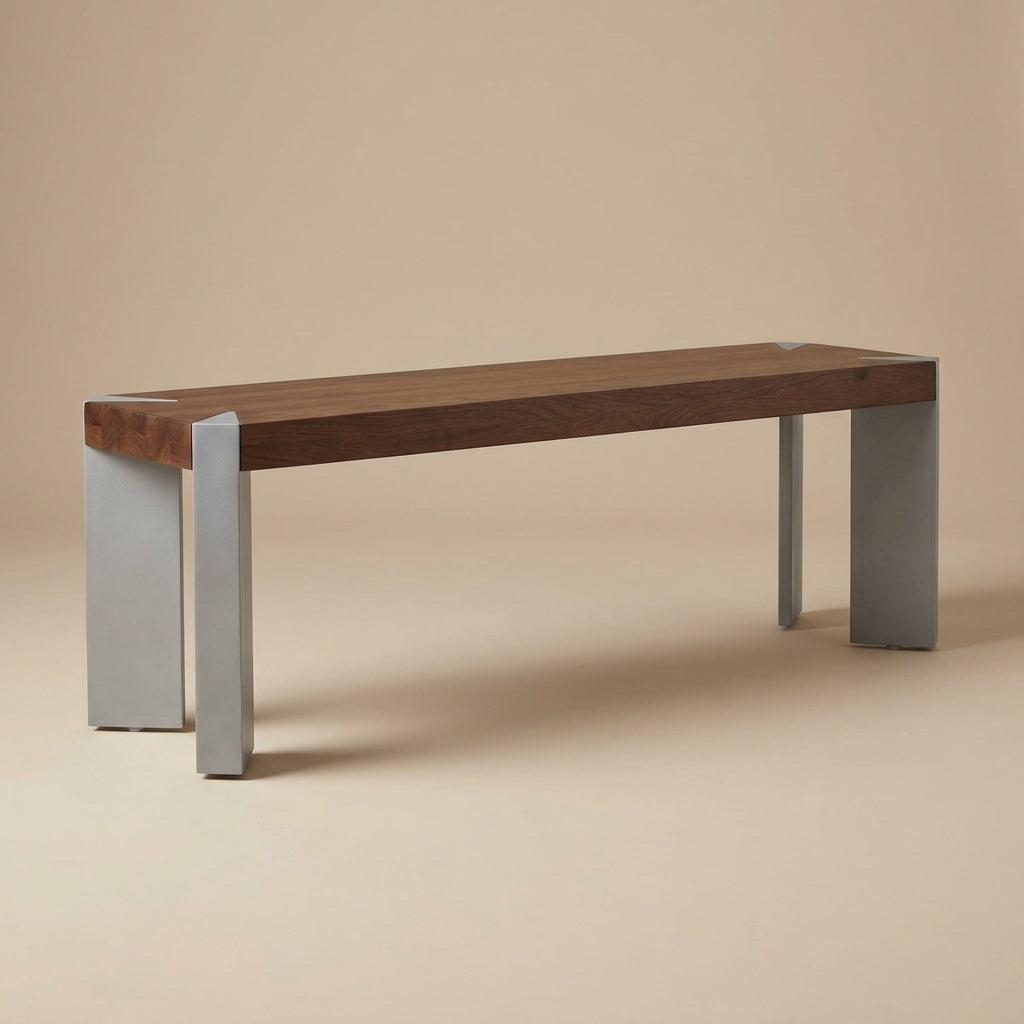 LH38 - Solid Acacia on Metal Legs Bench