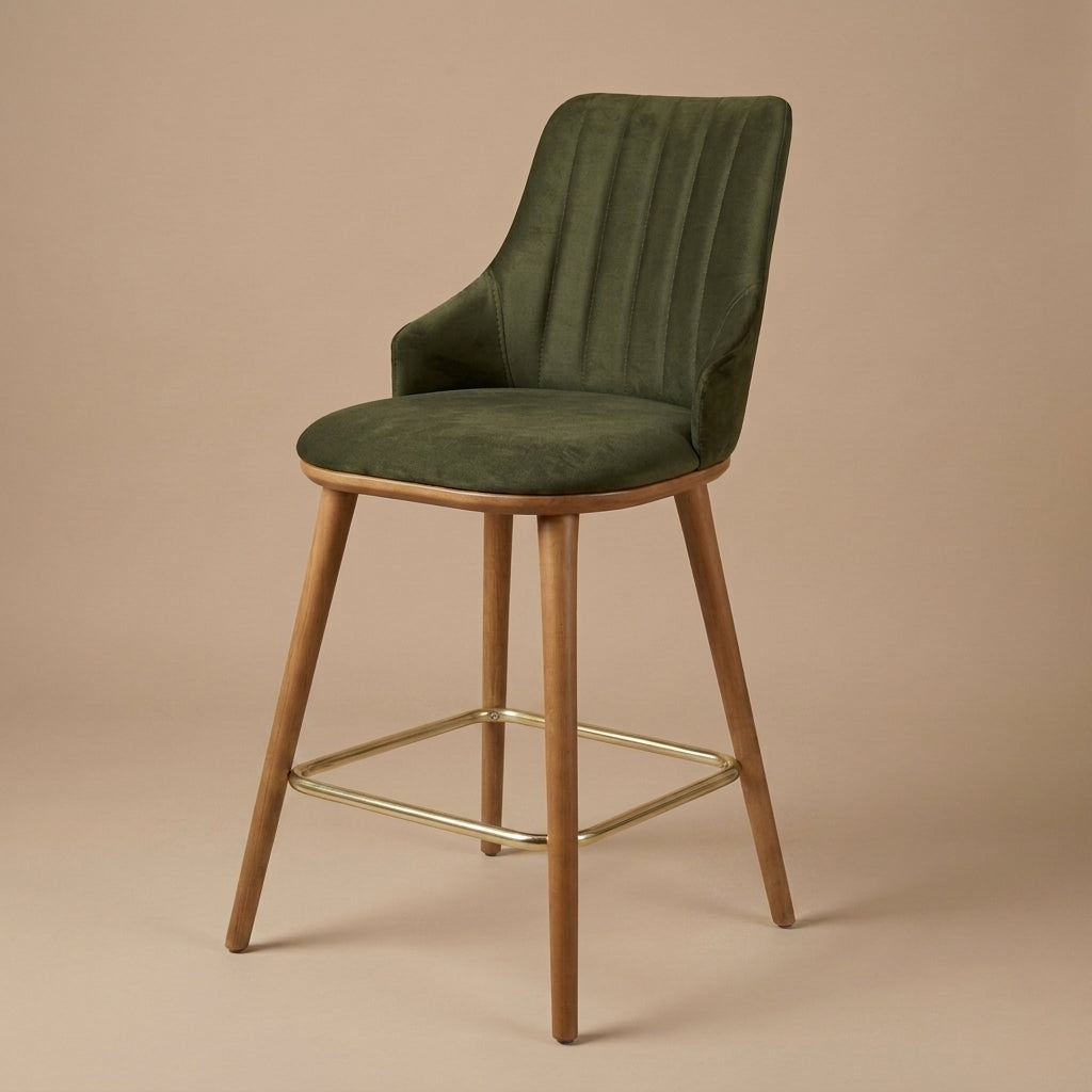 CH09 - Olive Green Upholstered Bar Stool