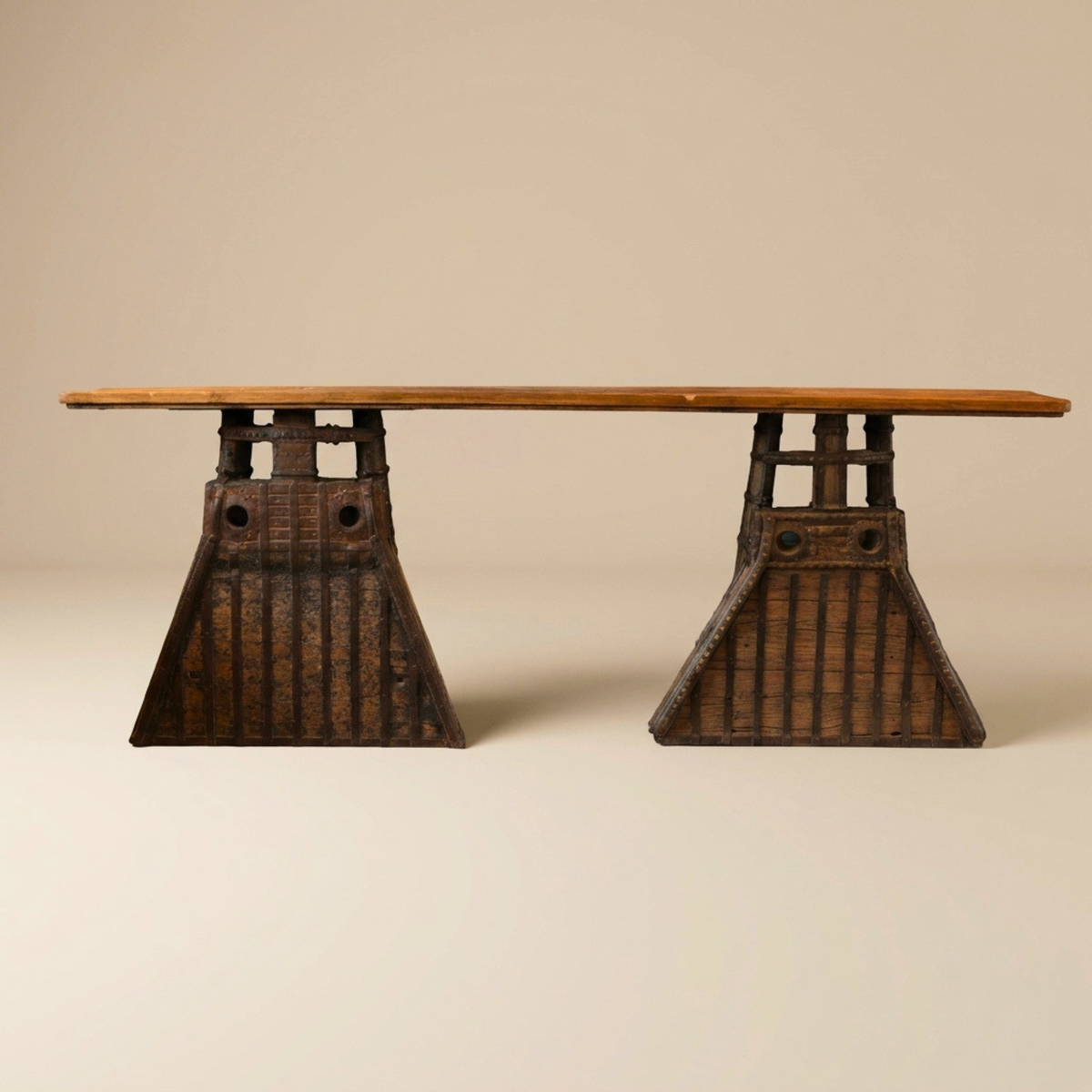 WS50 - Reclaimed Wood Antique Cart Base Console Table