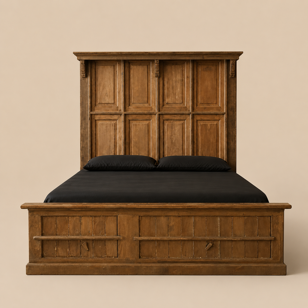 WS002 - Antique Teak Panel King Bed