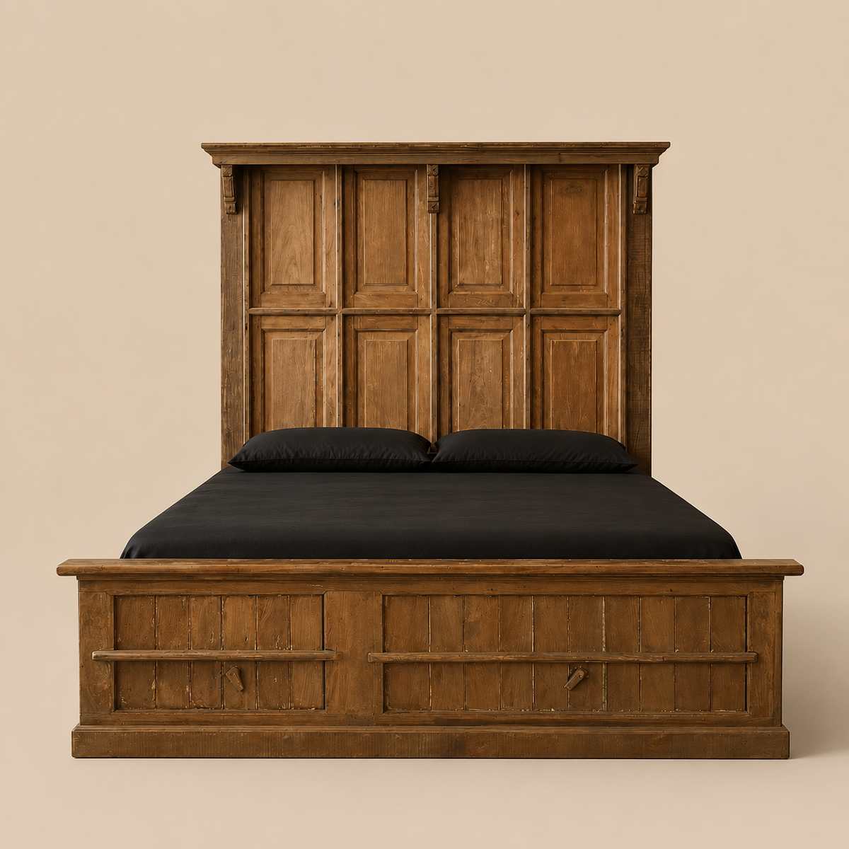 WS002 - Antique Teak Panel King Bed