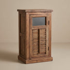 WS109 - Reclaimed Wood Louvered Style Glass-Fitted Door Cabinet