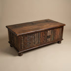WS133 - Reclaimed wood carved fitted coffee table with storage