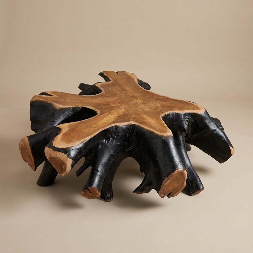 WS12 - Teak Root Coffee Table with Black Stain