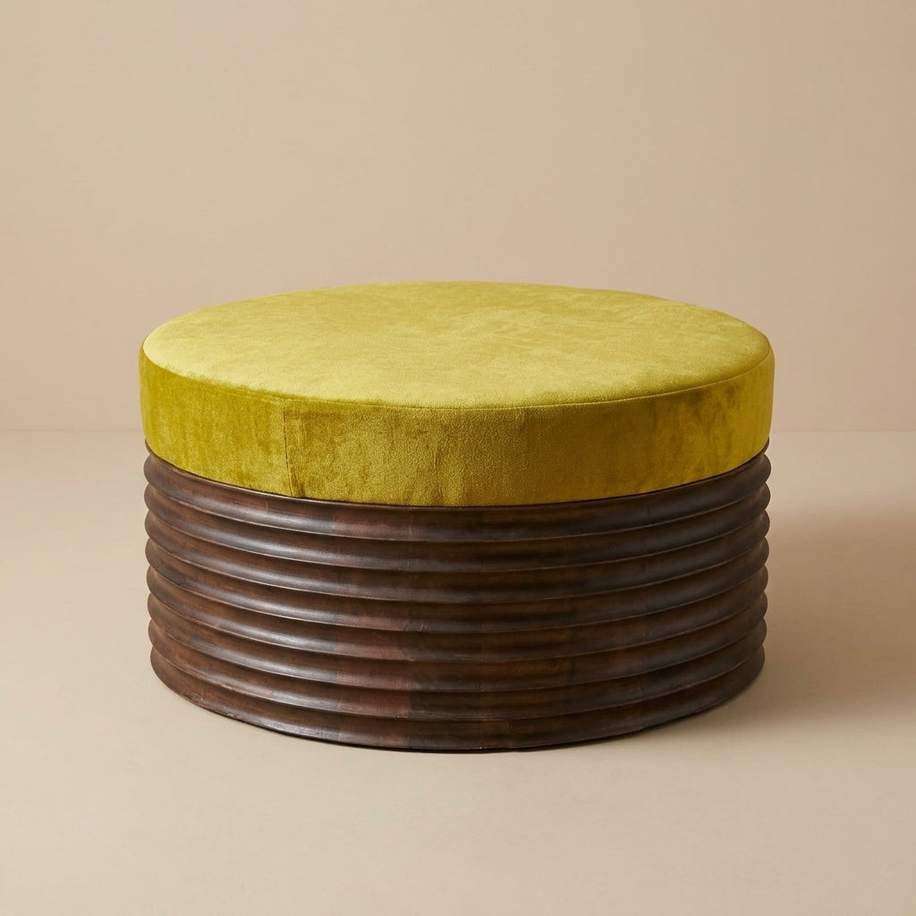 W031 - Solid Acacia Carved Base Coffee Table