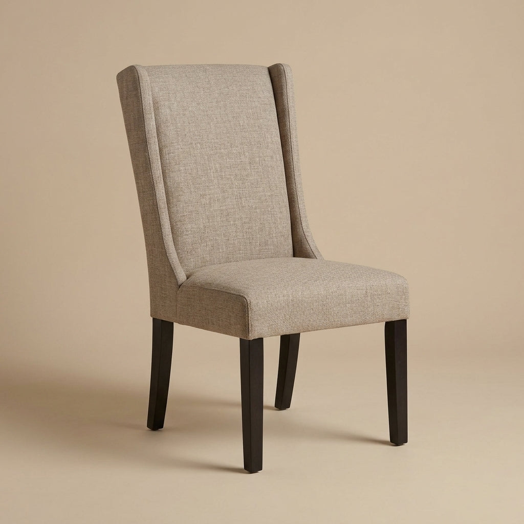 CH06 - Beige Linen Upholstered Dining Chair