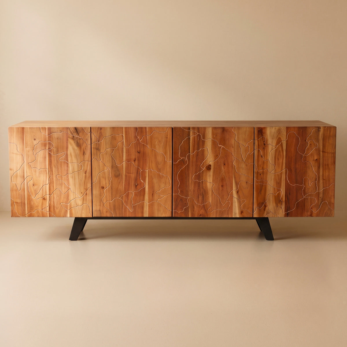 BS24 - Solid Acacia Engraved Buffet