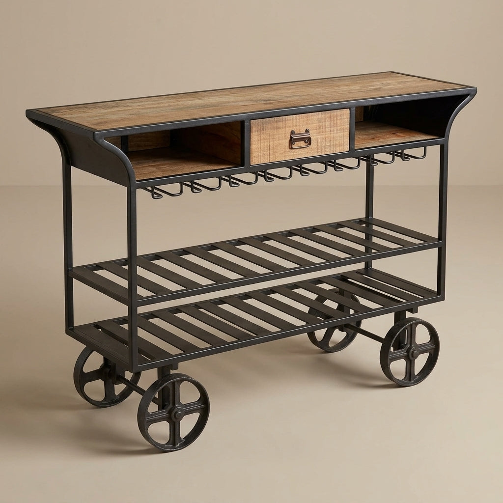 BC10 - Reclaimed Wood Bar Cart