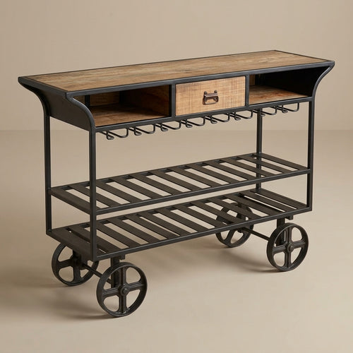 BC10 - Reclaimed Wood Bar Cart