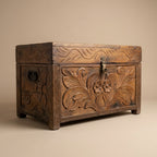 WS123 - Reclaimed Wood Carved Antique Storage Chest/Bench