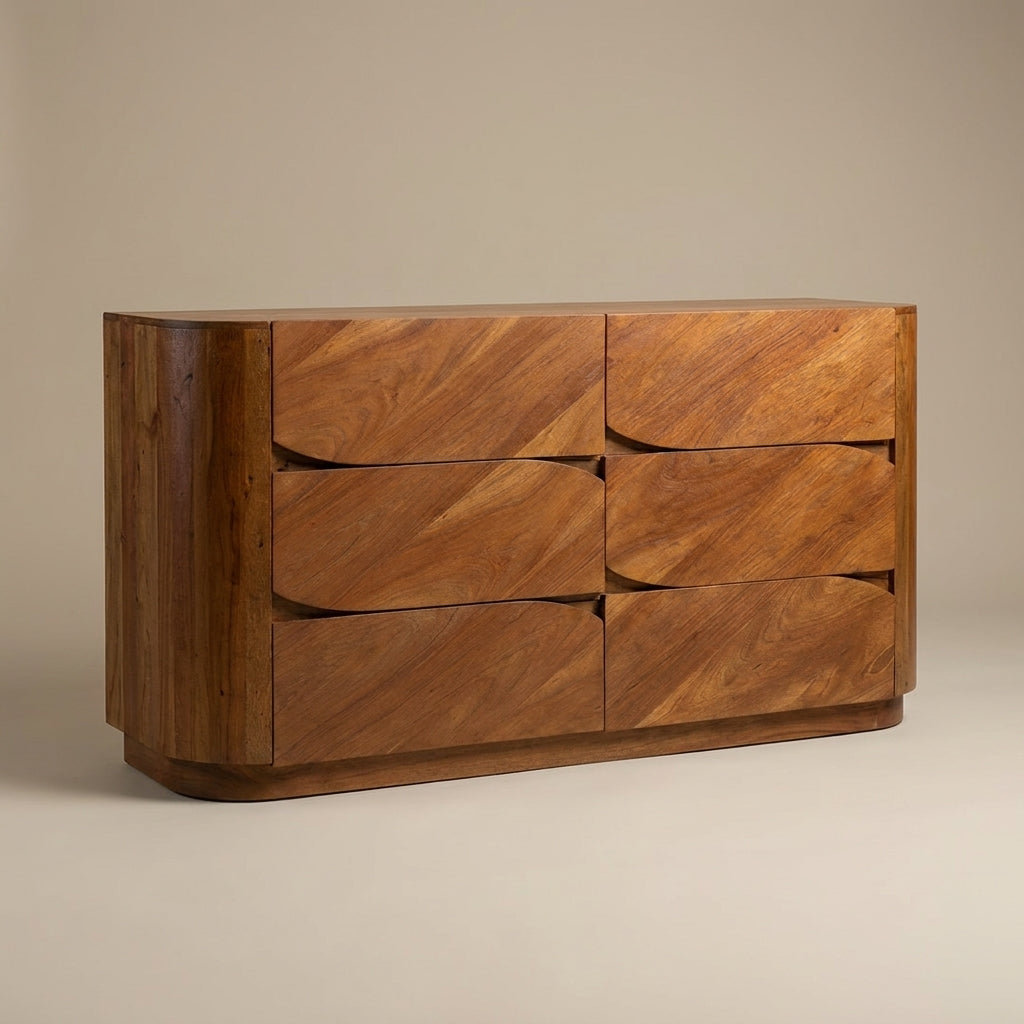 LH24 - Distressed Acacia 6 Drawer Dresser