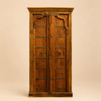 WS105 - Reclaimed Wood Armoire with Handcrafted Iron Detailing