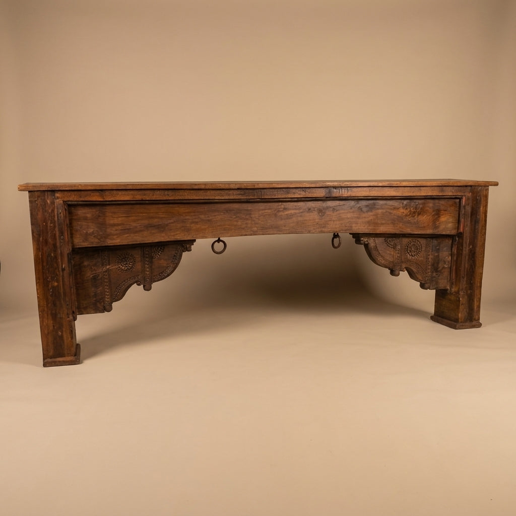 WS76 - Reclaimed Wood Antique Carved Console Table