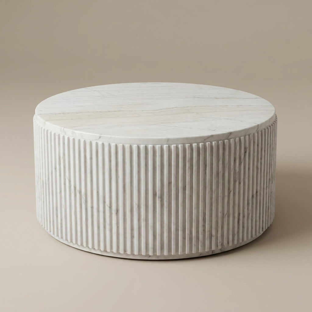 WS0122 - Fluted Round Marble Coffee Table