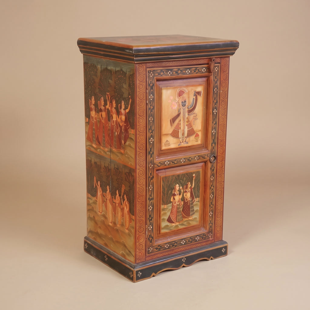 WS42 - Antique Hand-Painted Shreenathji Cabinet