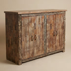 WS39 - Reclaimed Wood White Wash 4-Door Cabinet