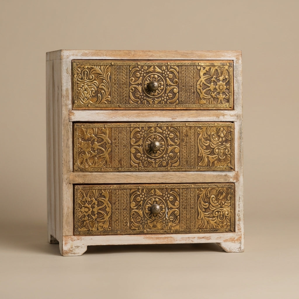 WB1 - Decorative 3-Drawer Wooden Storage Chest