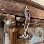 WS36 - Antique Handcrafted Wooden Door with Rustic Metal Detailing