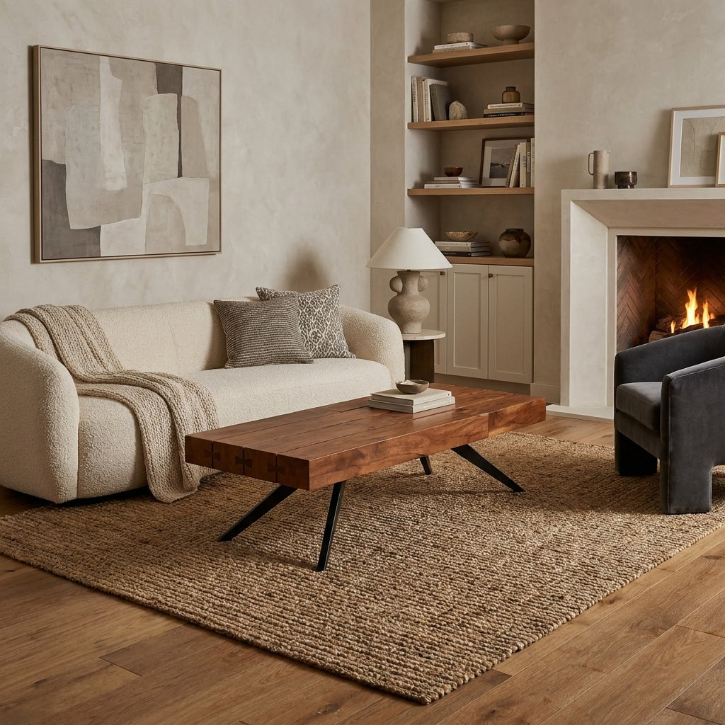W015 - Solid Acacia Beam Style Coffee Table