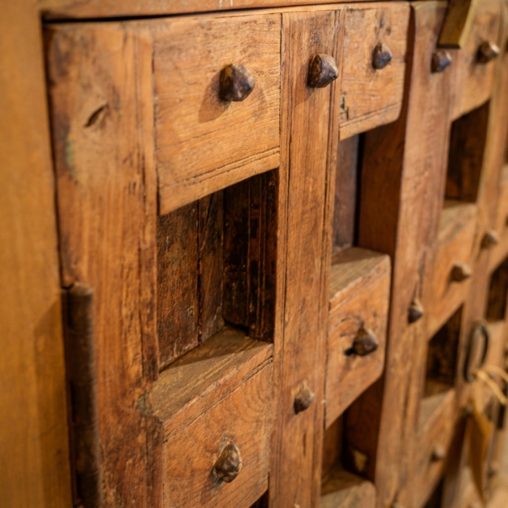 WS154 - Reclaimed Wood Metal-Fitted 2-Door Antique Cabinet