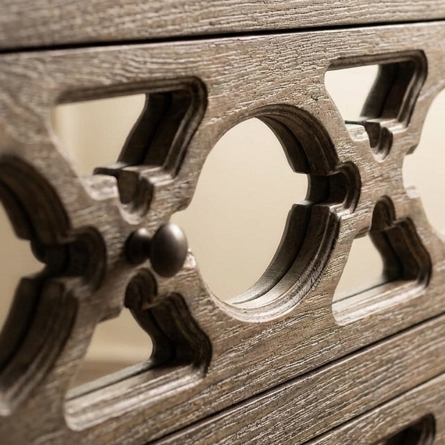 LH26061 - Solid Wood White Wash 3 Mirror Fitted Drawer Dresser