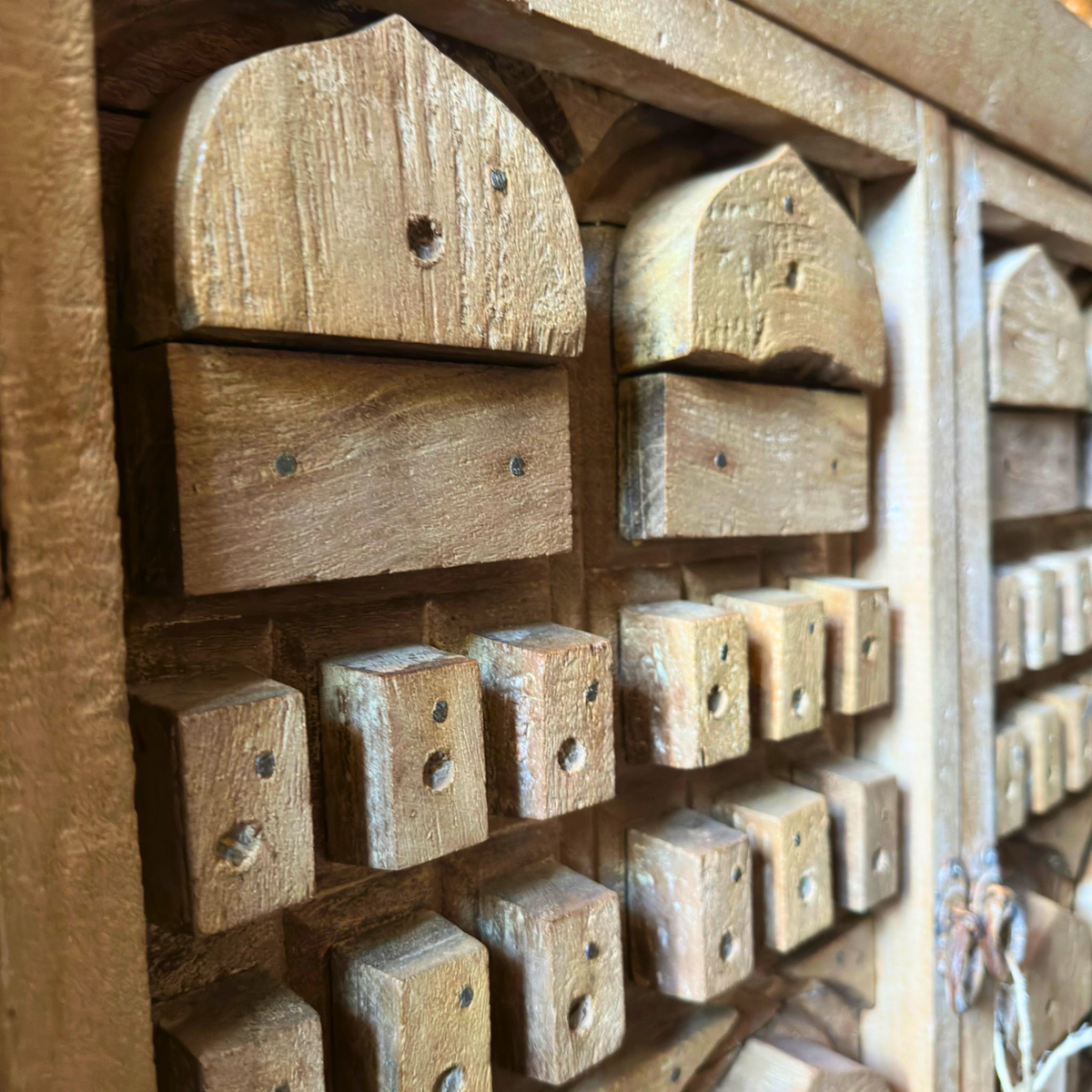 WS47 - Reclaimed Wood Carved 2-Door Cabinet