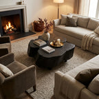 LH114 - Solid Acacia Free Form Black Coffee Table