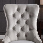 CH02 - Ivory Tufted Upholstered Dining Chair with Nailhead Trim