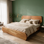 LH54 - Solid Acacia Platform King Bed with Slats