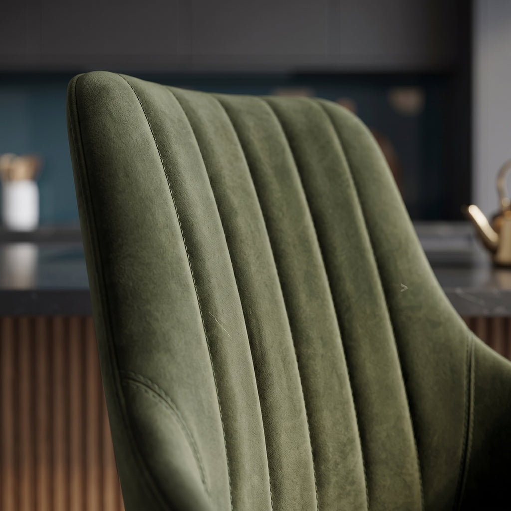 CH09 - Olive Green Upholstered Bar Stool