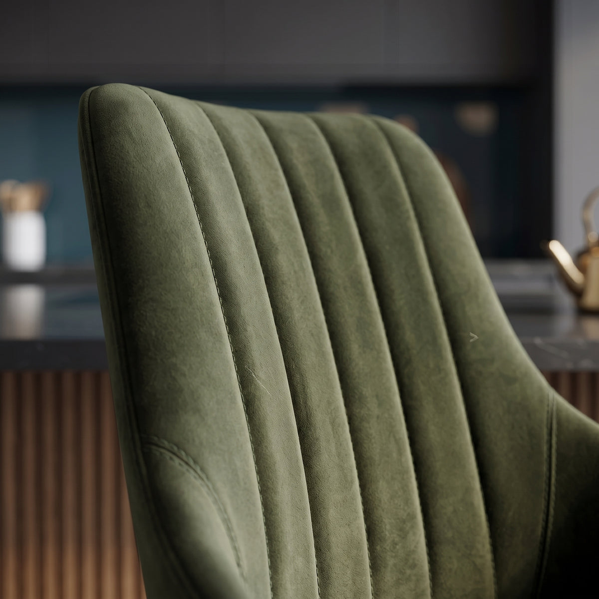 CH09 - Olive Green Upholstered Bar Stool