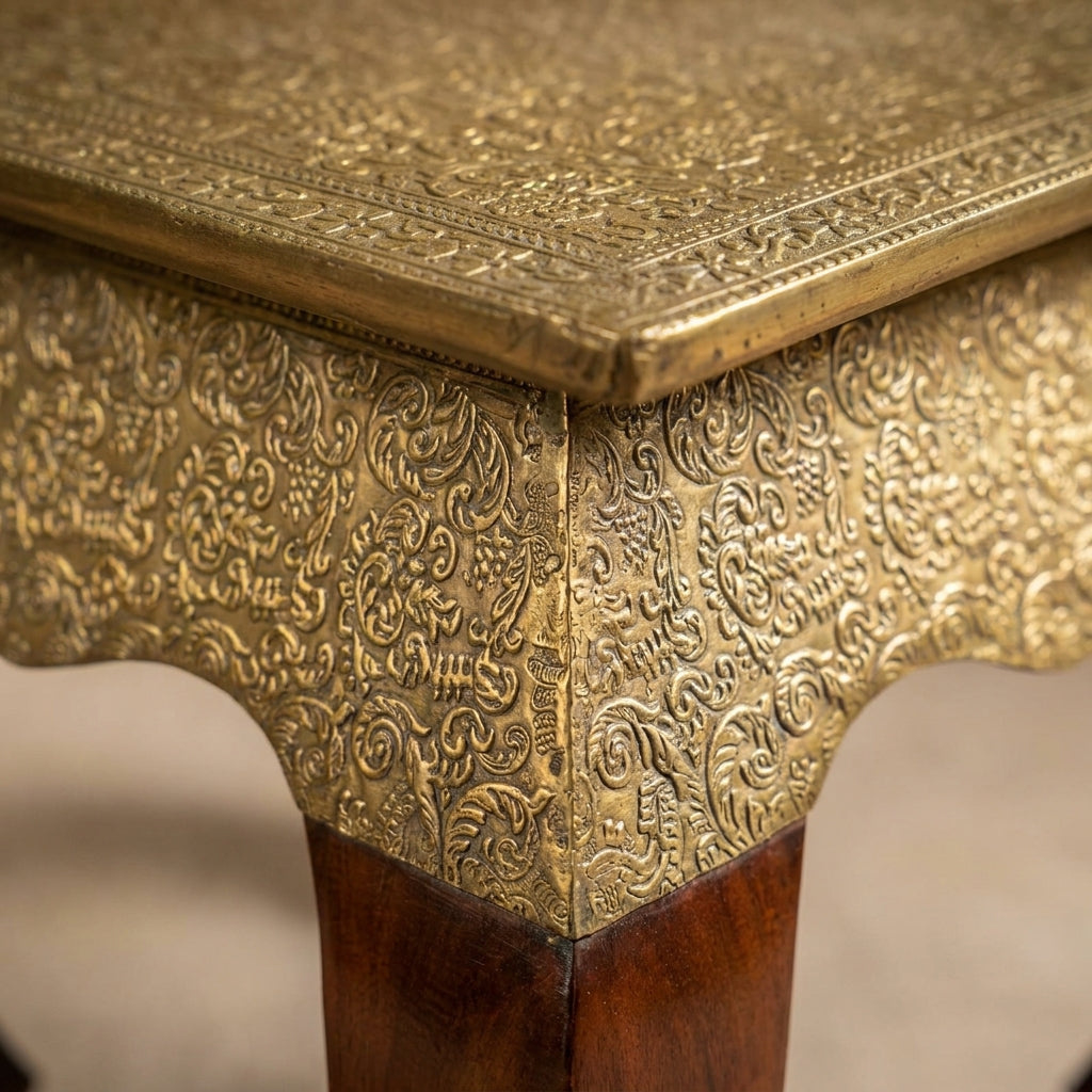 WS152 - Solid Wood Brass Fitted Stool