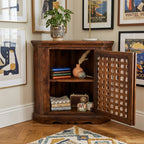 WS122 - Reclaimed Wood Cutwork 1-Door Corner Cabinet