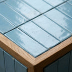 LH63 - Blue Solid Wood Tile Fitted Side Table