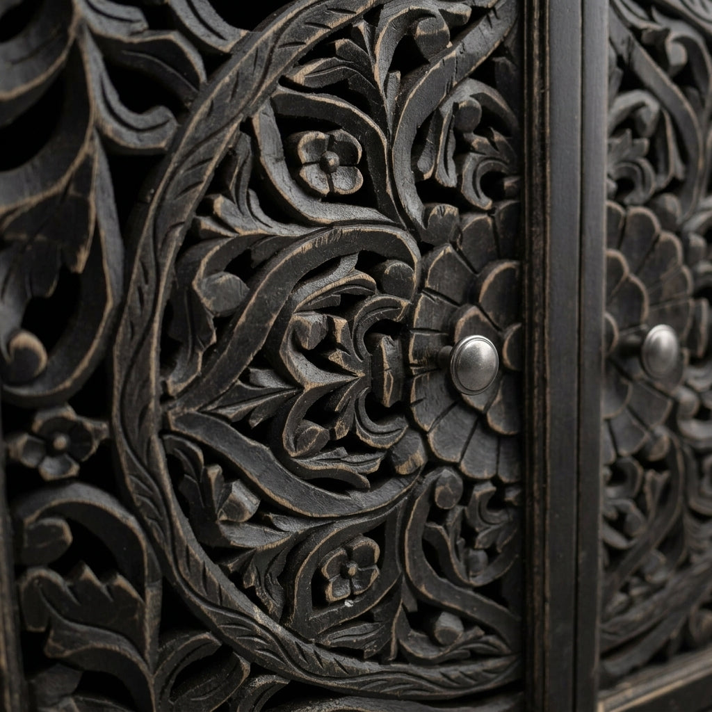 WS281 - Solid Wood Carved 2-Door Cabinet