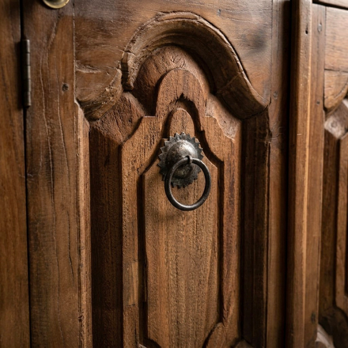 WS115 - Solid Wood Carved & Metal-Fitted 2-Door Cabinet