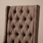 CH03 - Brown Linen Upholstered Tufted Dining Chair