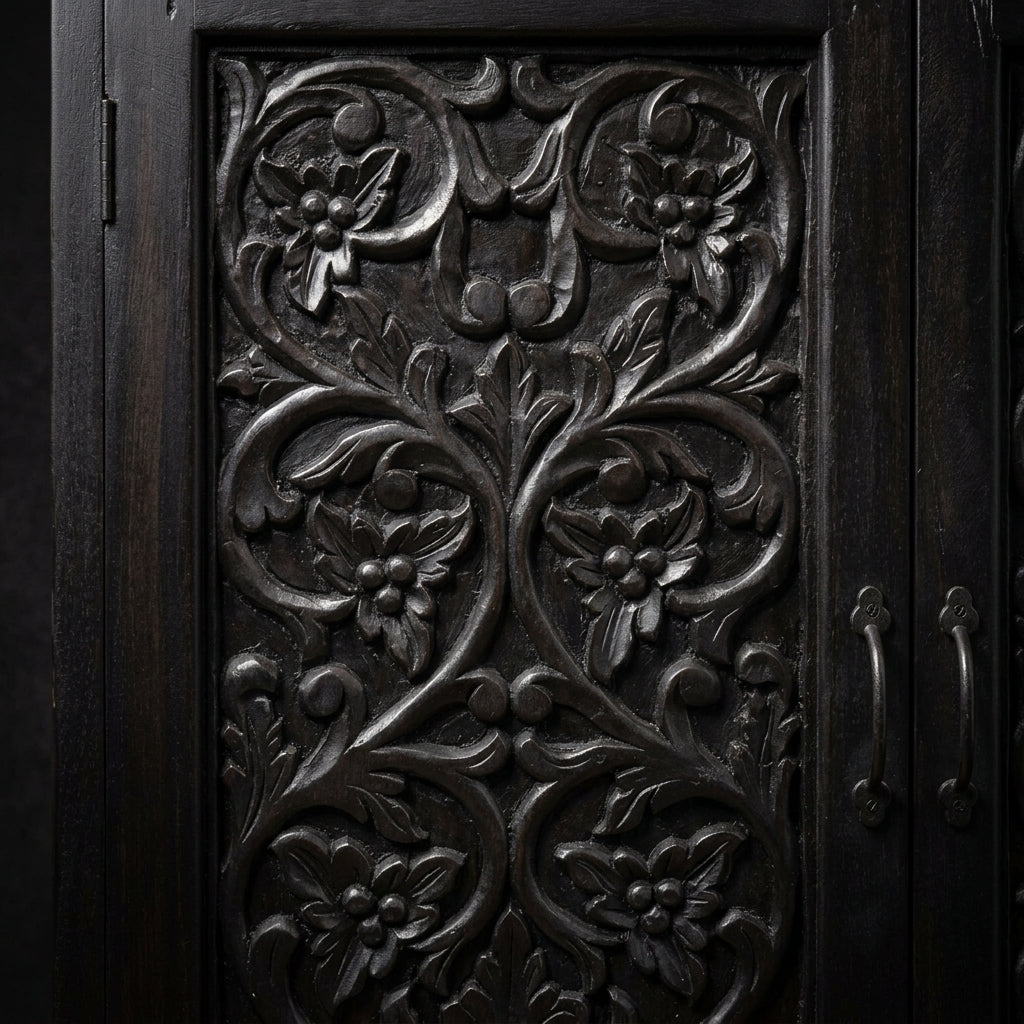 WS41 - Reclaimed Wood Hand-Carved 2-Door Cabinet
