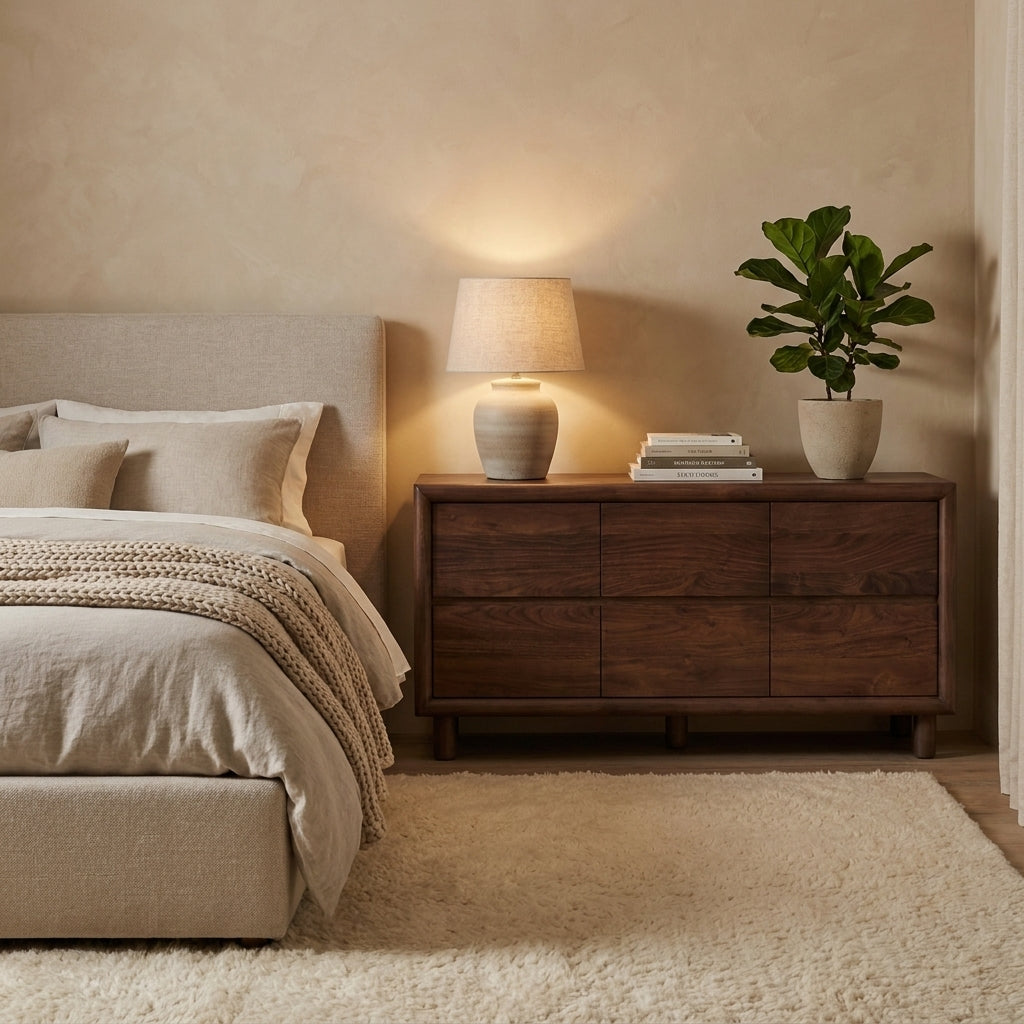 LH86 - Solid Acacia 6 Drawer Dresser