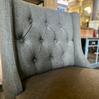 CH07 - Brown Linen Upholstered Tufted Counter Chair