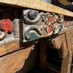 WS25 - Reclaimed Painted Wood Carved Front Console Table