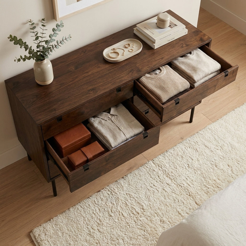 LH102 - Solid Acacia 6 Drawer Dresser